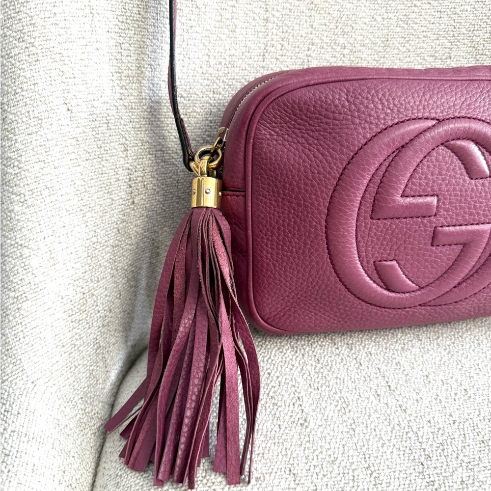 Authentic Gucci Soho Small Leather crossbody Disco bag dusty pink purple - Picture 5 of 16